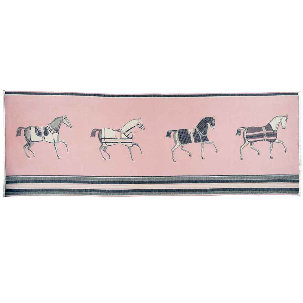 Equus -  Blush Pink Equestrian Motif Luxe Shawl