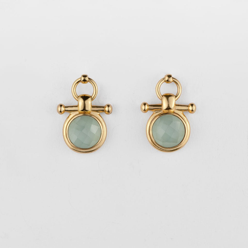 Adele -Aqua Chalcedony Horse Bit Equestrian Earring in Gold