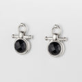 Adele - Black Onyx Horse Bit Equestrian Earring in Silver