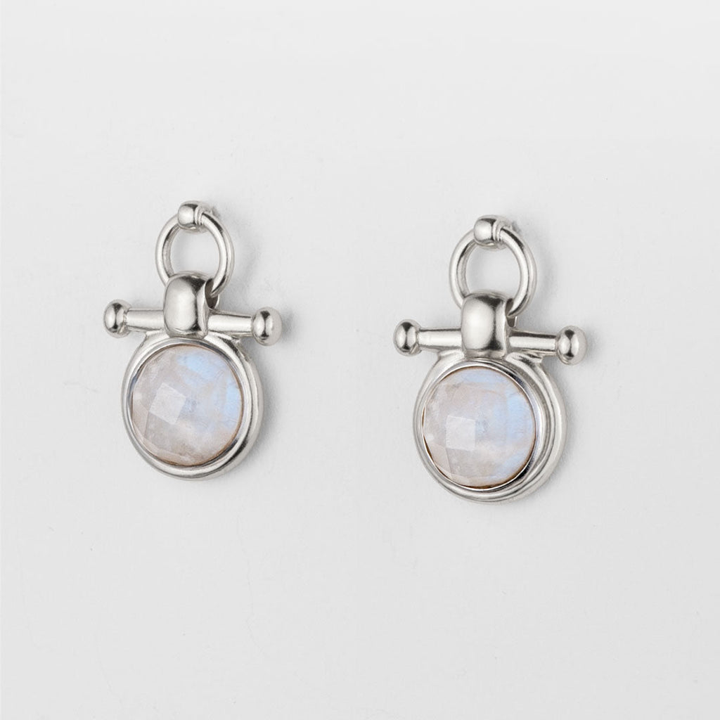 Adele - Moonstone Horse Bit Equestrian Earring in Silver