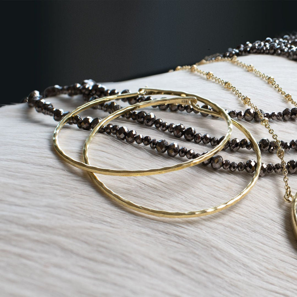 Hammered Hoops - Infinity Clasp Round Earring 14K Gold Vermeil