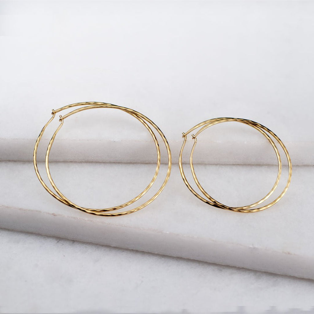 Hammered Hoops - Infinity Clasp Round Earring 14K Gold Vermeil