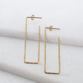 Hammered Hoops - Rectangular Shape Earrings in 14K Gold Vermeil