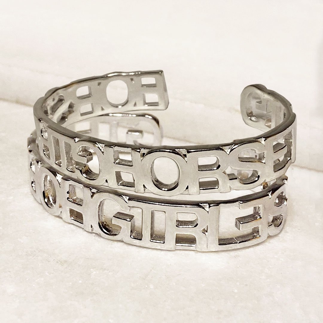 Horse Girl - Equestrian Cuff Bracelet in Silver