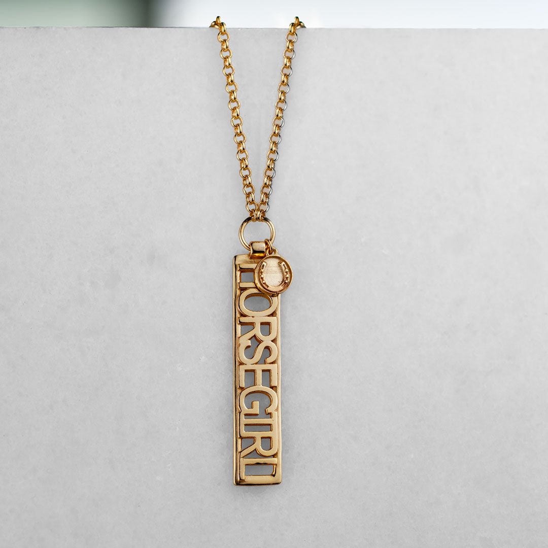 Horse Girl - Equestrian Dog Tag Necklace in Gold
