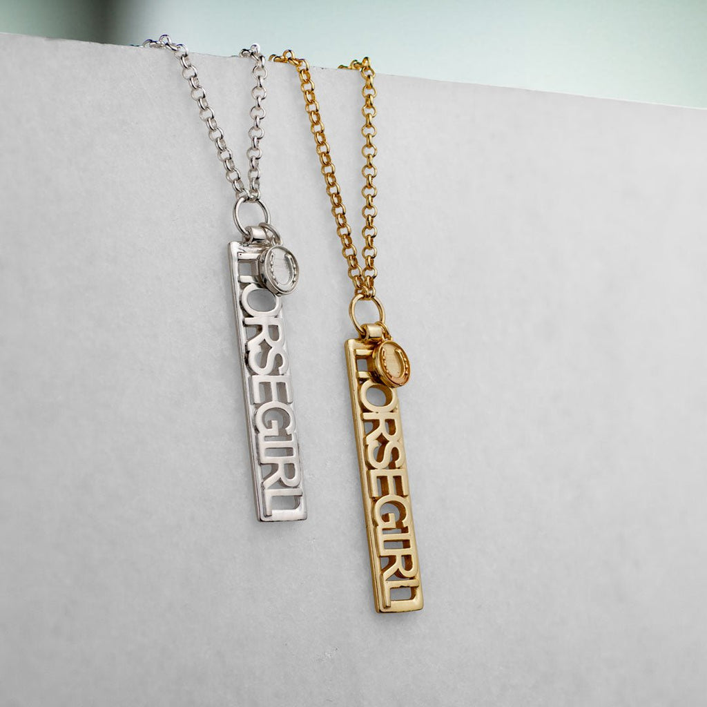 Horse Girl - Equestrian Dog Tag Necklace in Gold