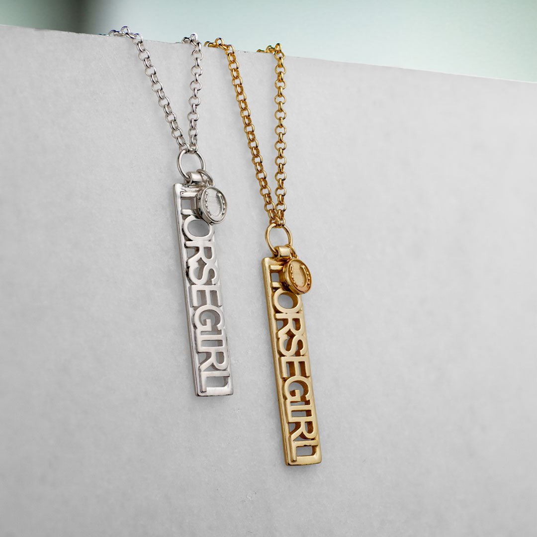 Horse Girl - Equestrian Dog Tag Necklace in Gold