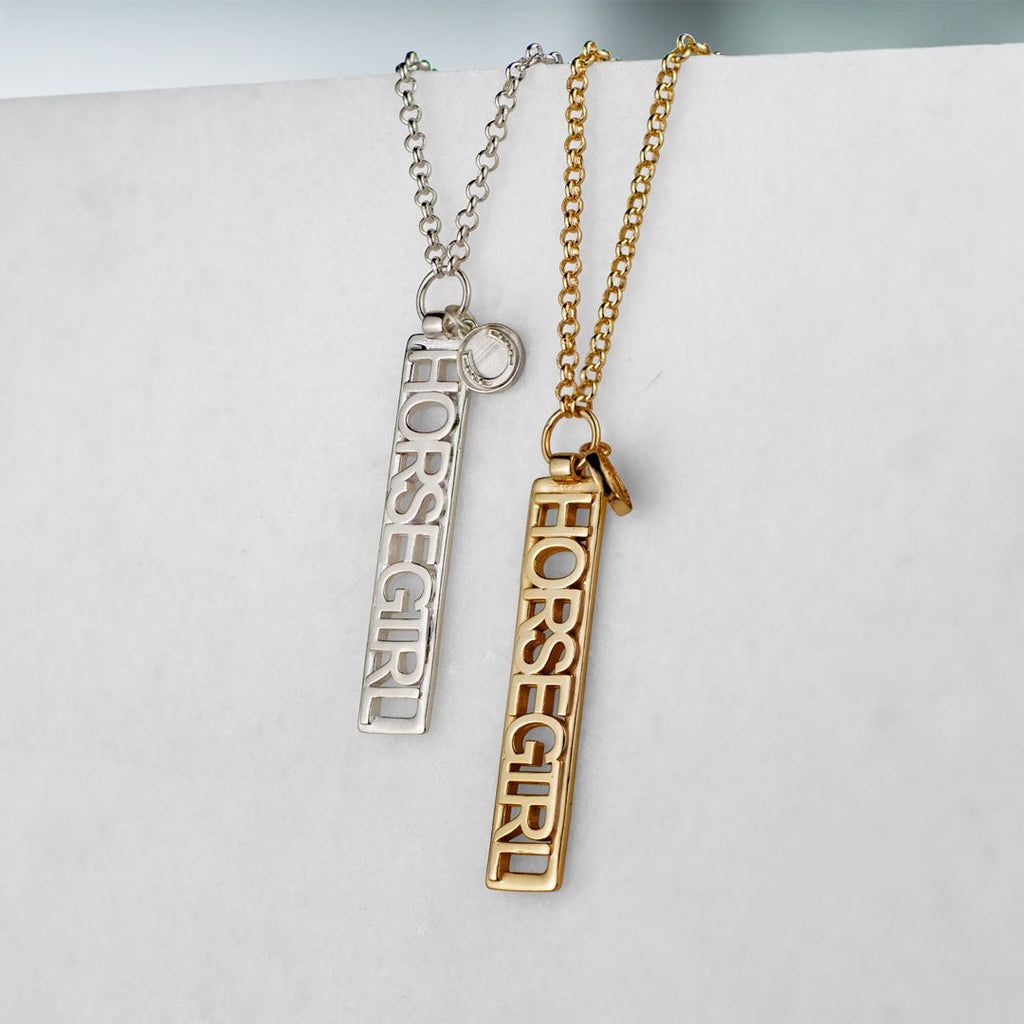 Horse Girl - Equestrian Dog Tag Necklace in Silver