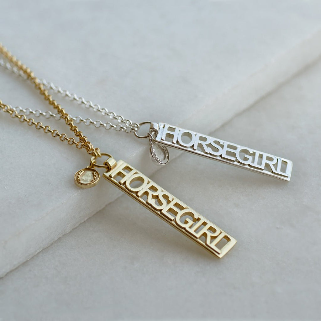 Horse Girl - Equestrian Dog Tag Necklace in Silver