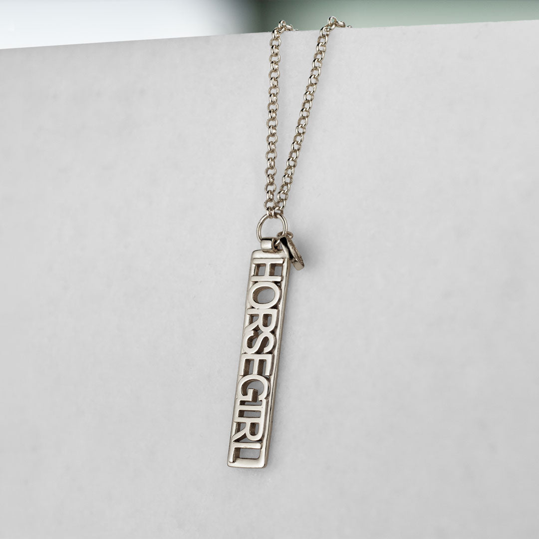 Horse Girl - Equestrian Dog Tag Necklace in Silver