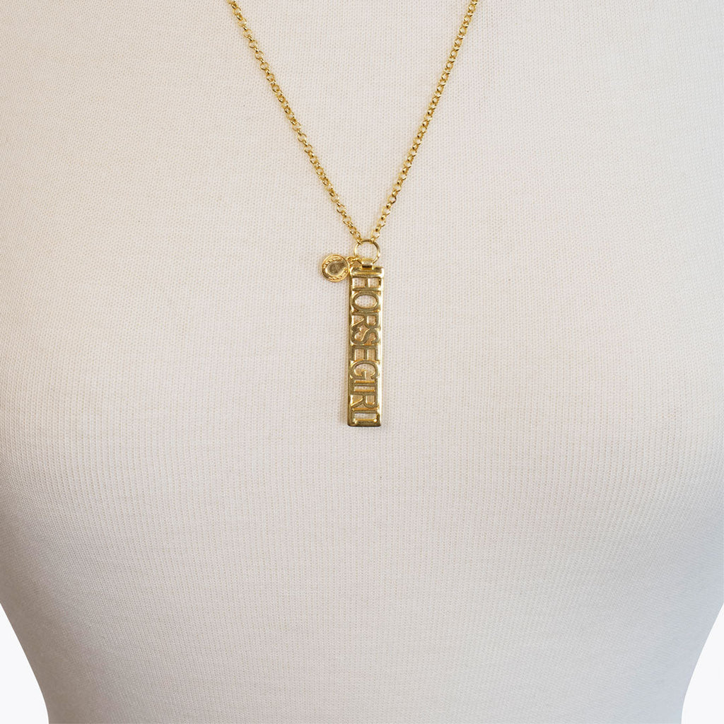 Horse Girl - Equestrian Dog Tag Necklace in Gold