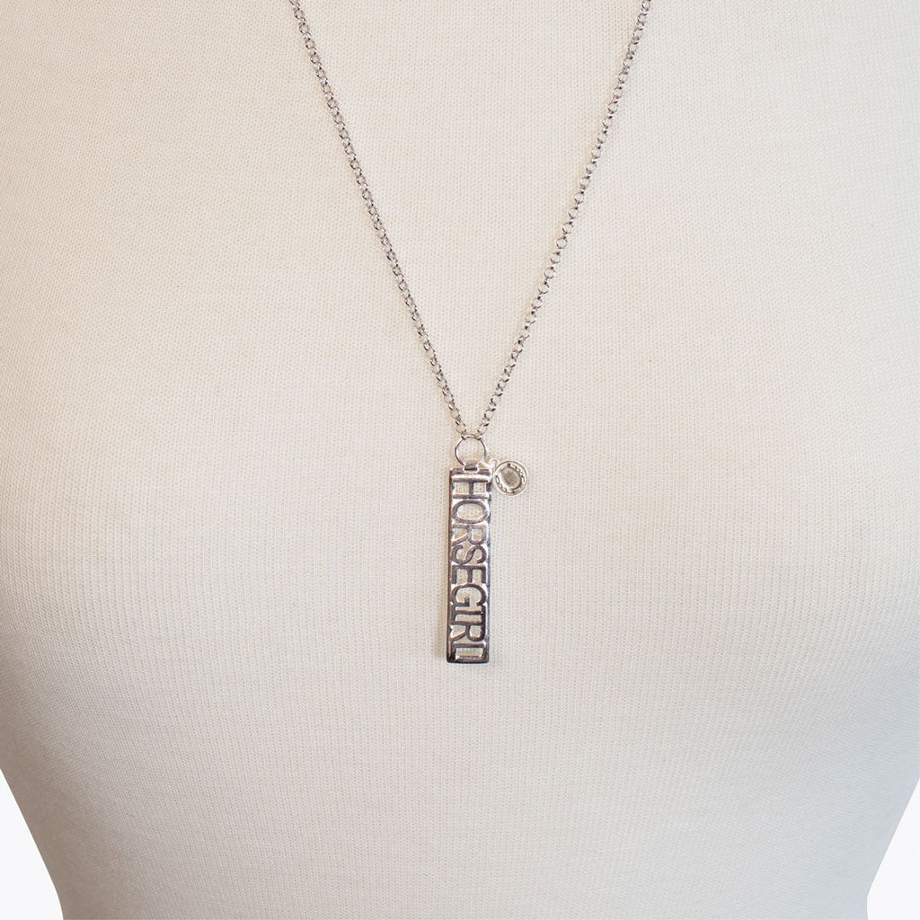 Horse Girl - Equestrian Dog Tag Necklace in Silver