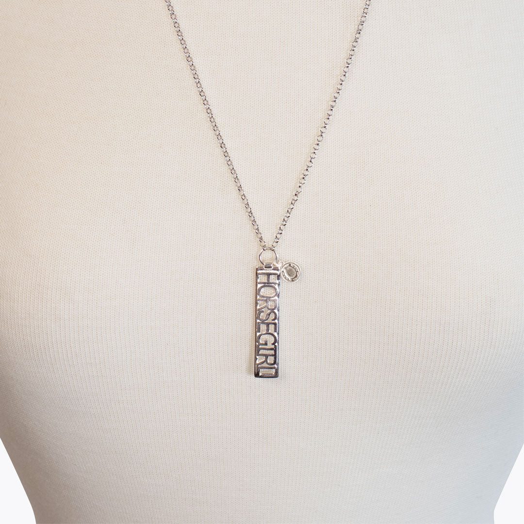 Horse Girl - Equestrian Dog Tag Necklace in Silver
