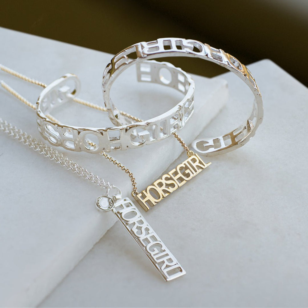 Horse Girl - Equestrian Letter Pendant in Gold