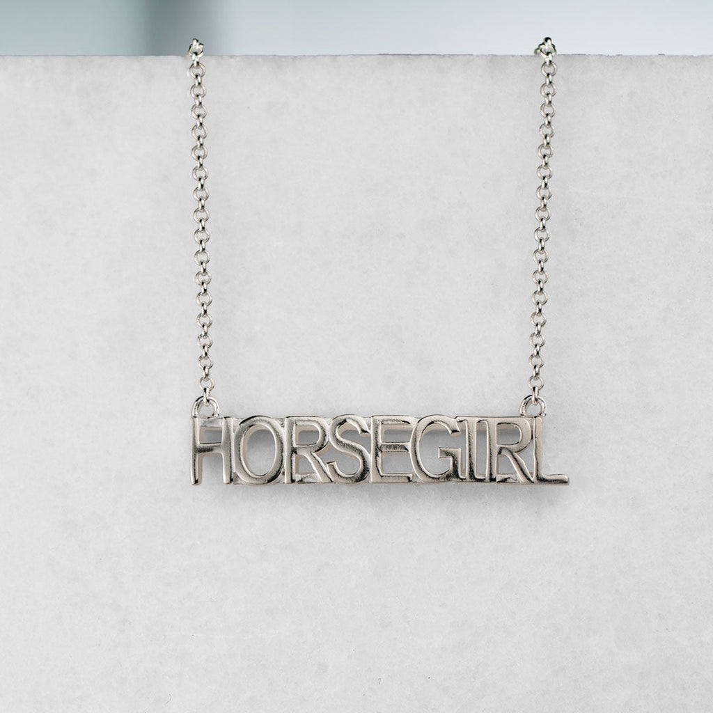 Horse Girl - Equestrian Letter Pendant in Silver