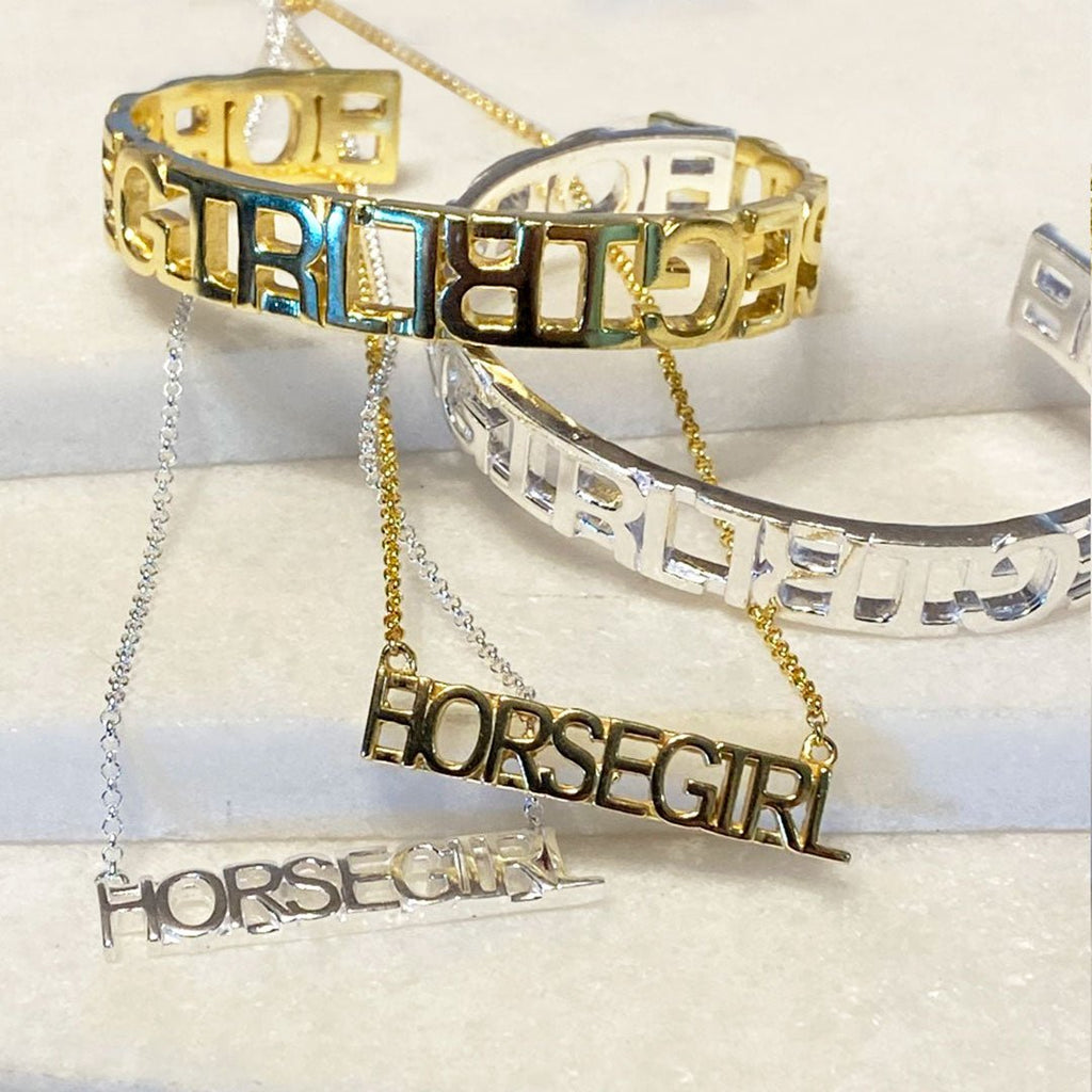 Horse Girl - Equestrian Letter Pendant in Silver