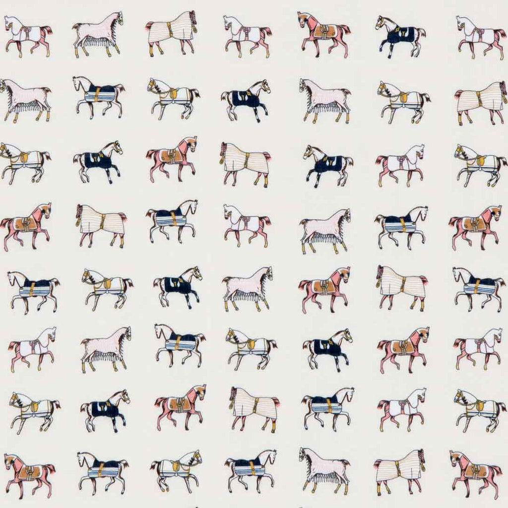 Hunt Club - Stylized Equestrian Pattern in Ivory Fine Cotton Scarf