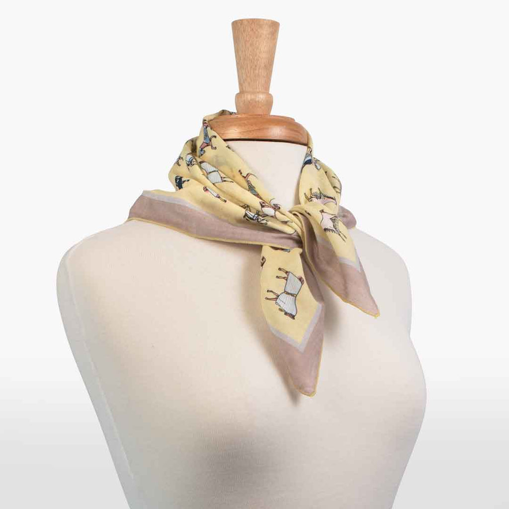 Hunt Club - Stylized Equestrian Scarf in Yellow and Sand