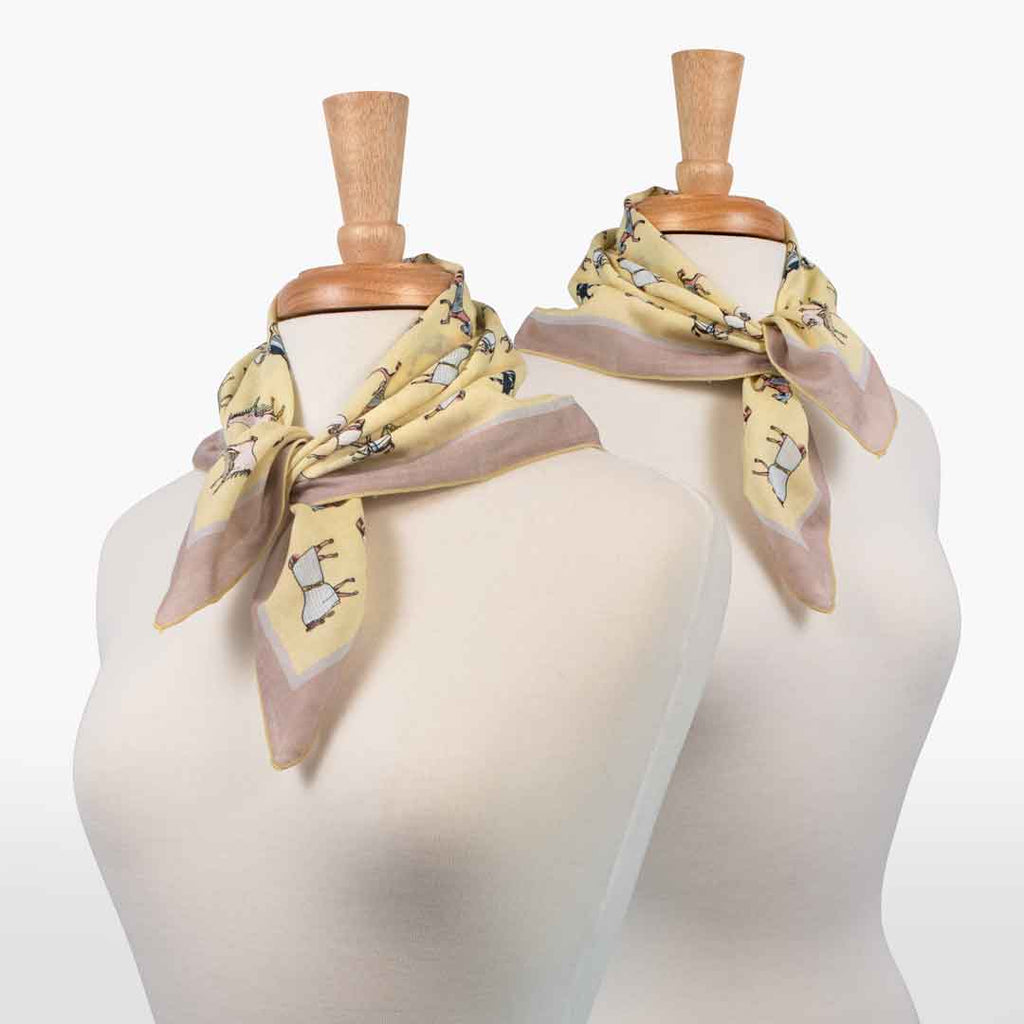 Hunt Club - Stylized Equestrian Scarf in Yellow and Sand