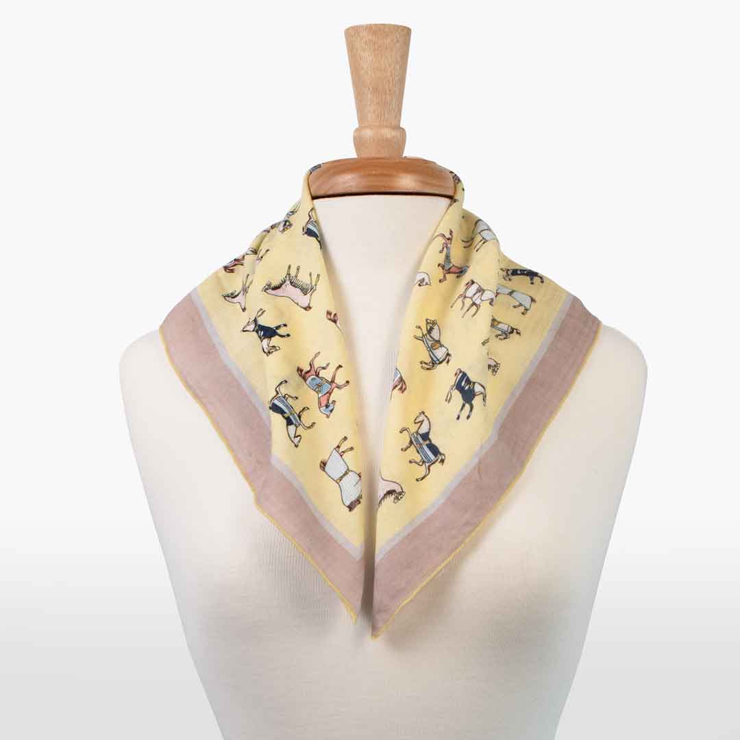 Hunt Club - Stylized Equestrian Scarf in Yellow and Sand