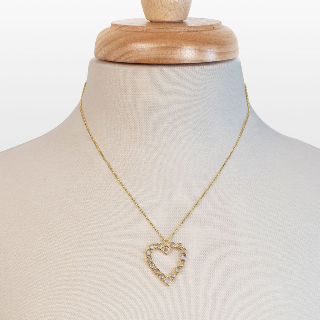 Keepsake - Moonstone Heart Necklace in Gold