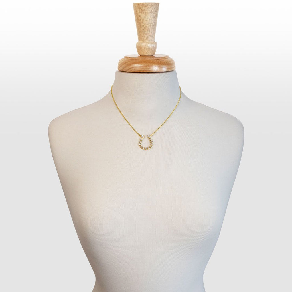 Keepsake - Moonstone Equestrian Horseshoe Necklace in Gold