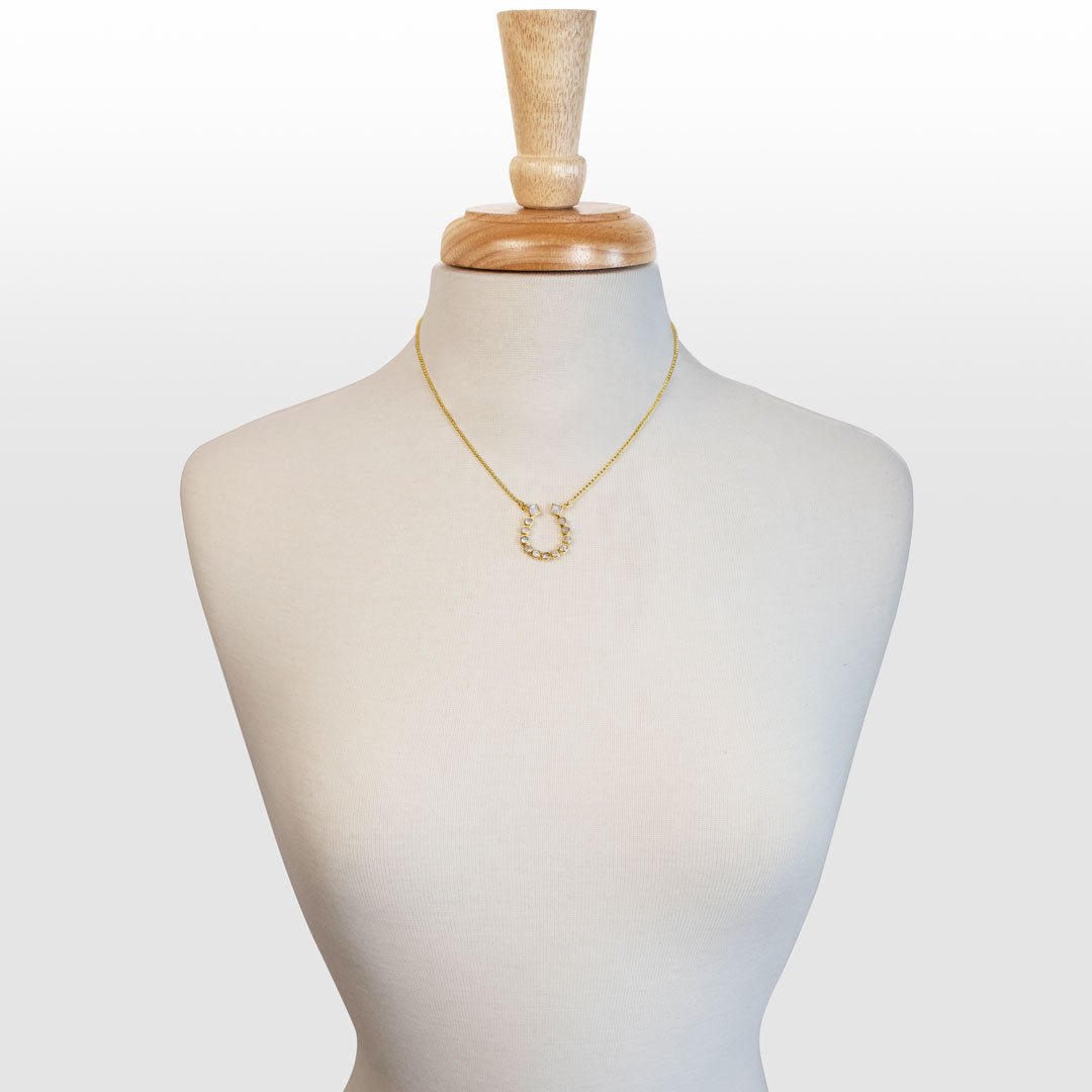 Keepsake - Moonstone Equestrian Horseshoe Necklace in Gold
