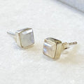 Keepsake - Facet Cut Moonstone and Sterling Silver Stud Earring