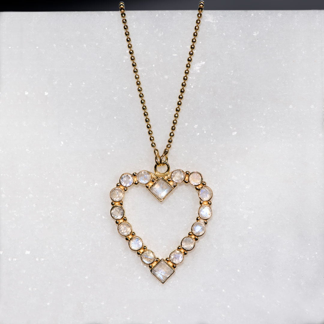 Keepsake - Moonstone Heart Necklace in Gold
