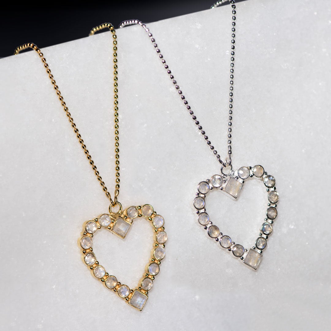 Keepsake - Moonstone Heart Necklace in Gold