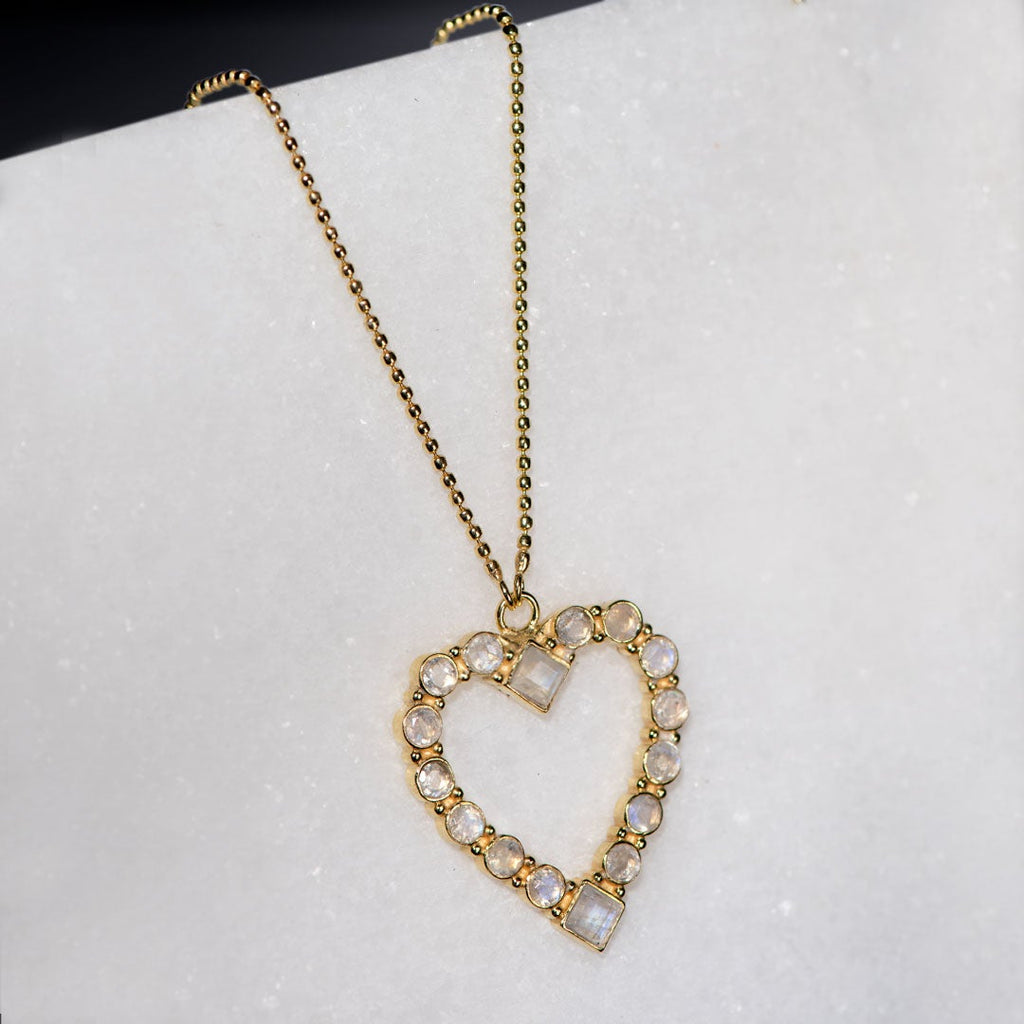 Keepsake - Moonstone Heart Necklace in Gold
