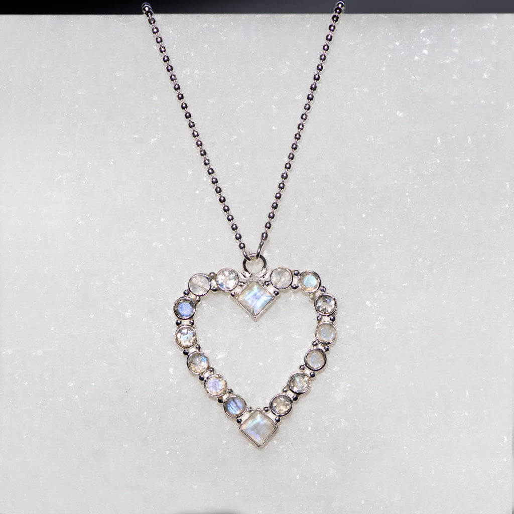 Keepsake - Moonstone Heart Necklace in Silver