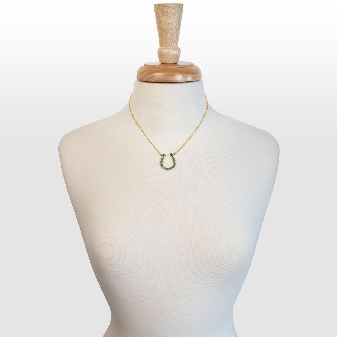 Keepsake - Turquoise Equestrian Horseshoe Necklace in Gold