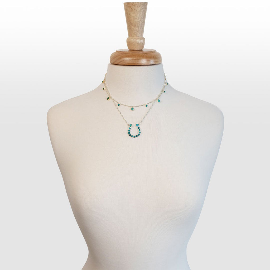 Keepsake - Turquoise Equestrian Horseshoe Necklace in Silver