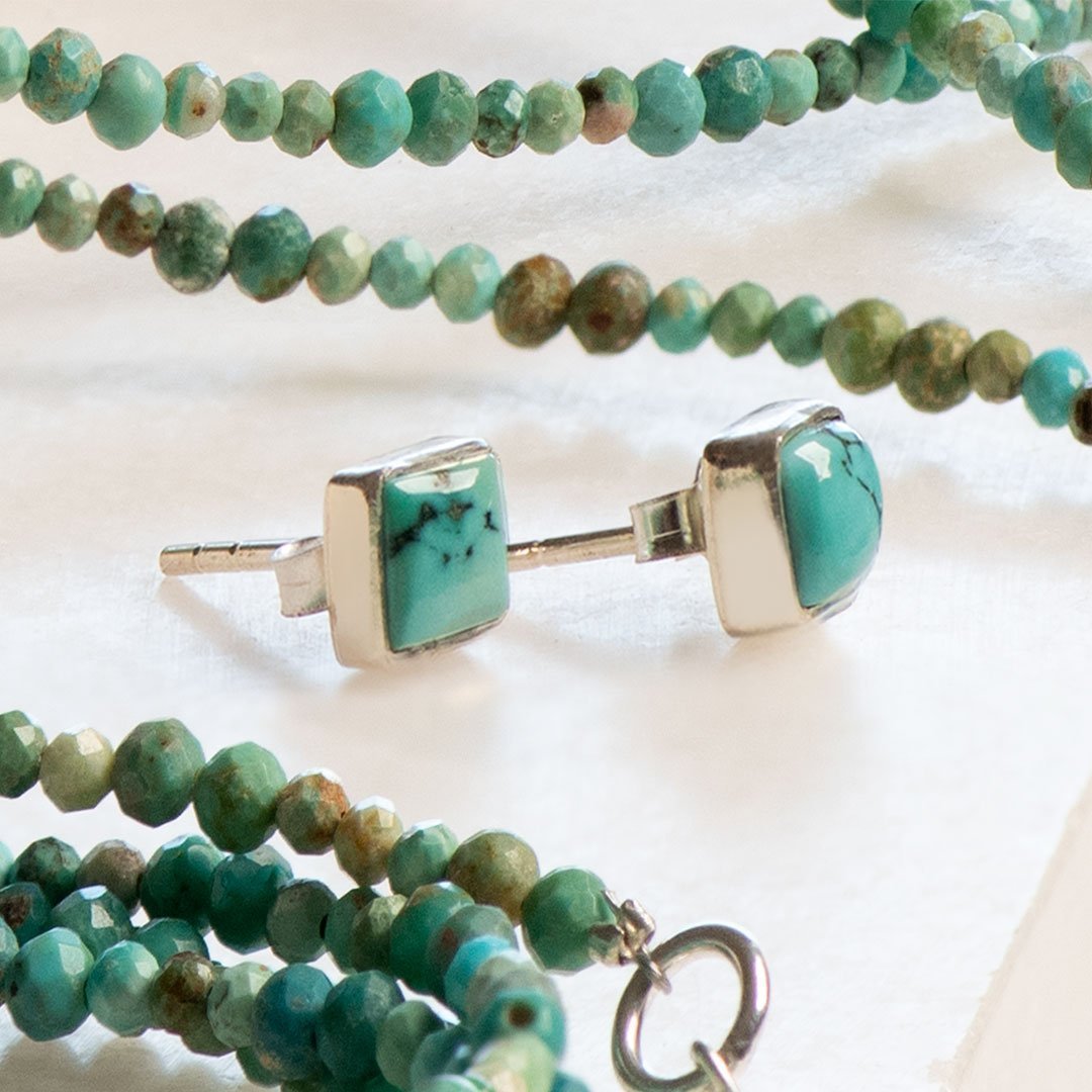 Keepsake - Turquoise Equestrian Riding Stirrup Necklace in Silver