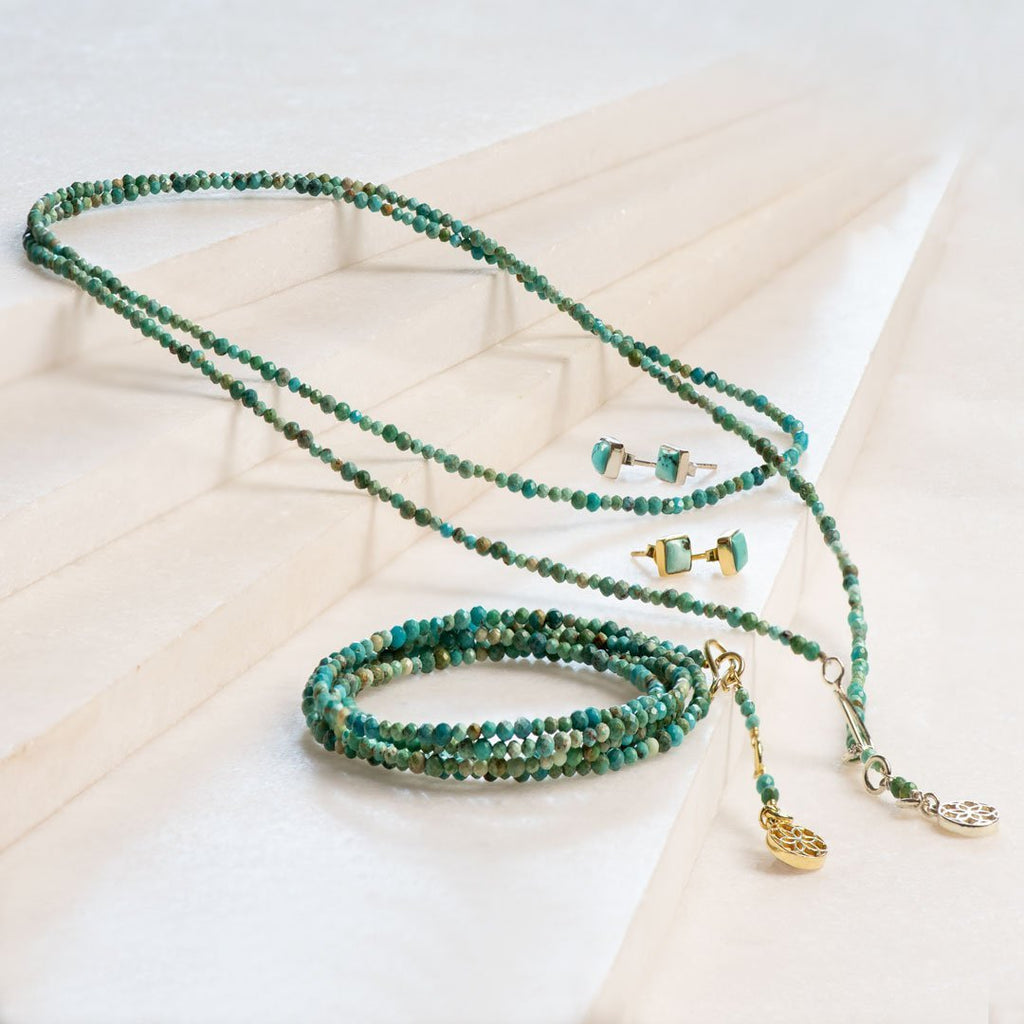 Keepsake - Turquoise Equestrian Riding Stirrup Necklace in Silver
