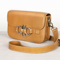 Lana - Horse Bit Crossbody Luxury Leather Bag in Caramel