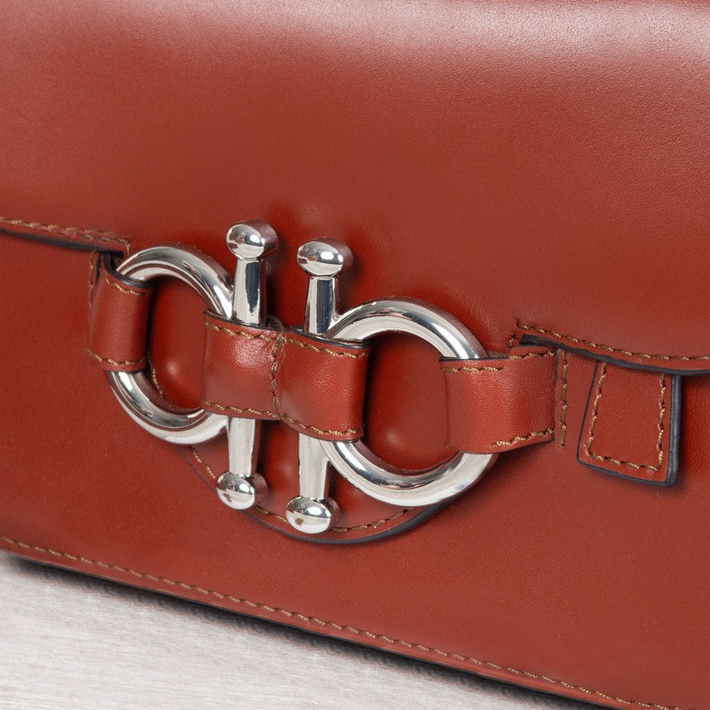 Lana - Horse Bit Crossbody Luxury Leather Bag in Cognac