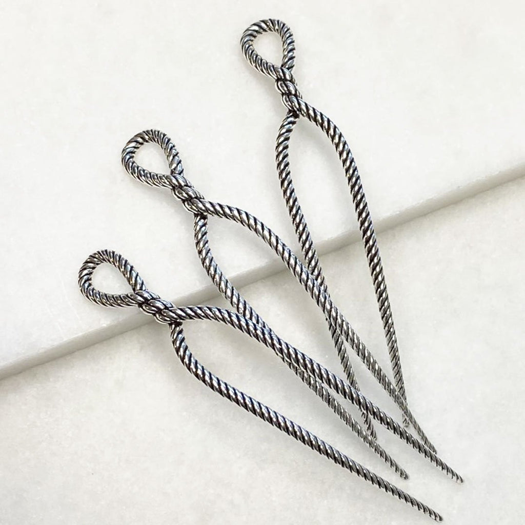 Lariat - Rope Twist Petite Hair Pick in Silver