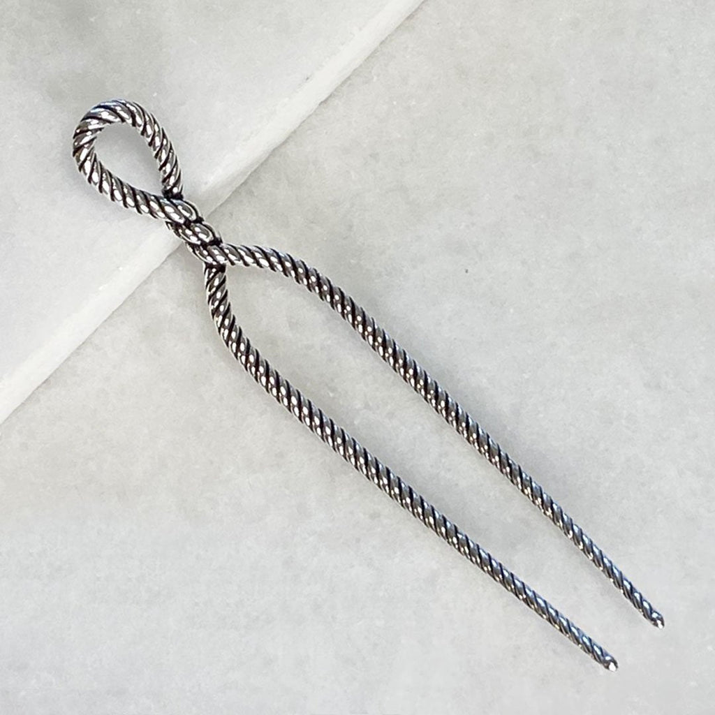 Lariat - Rope Twist Petite Hair Pick in Silver