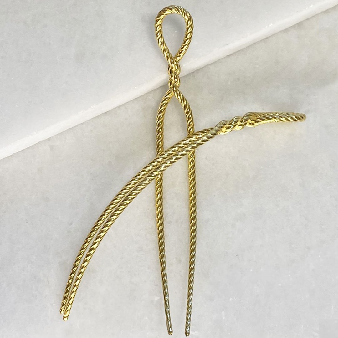 Lariat - Rope Twist Large Hair Pick in Gold