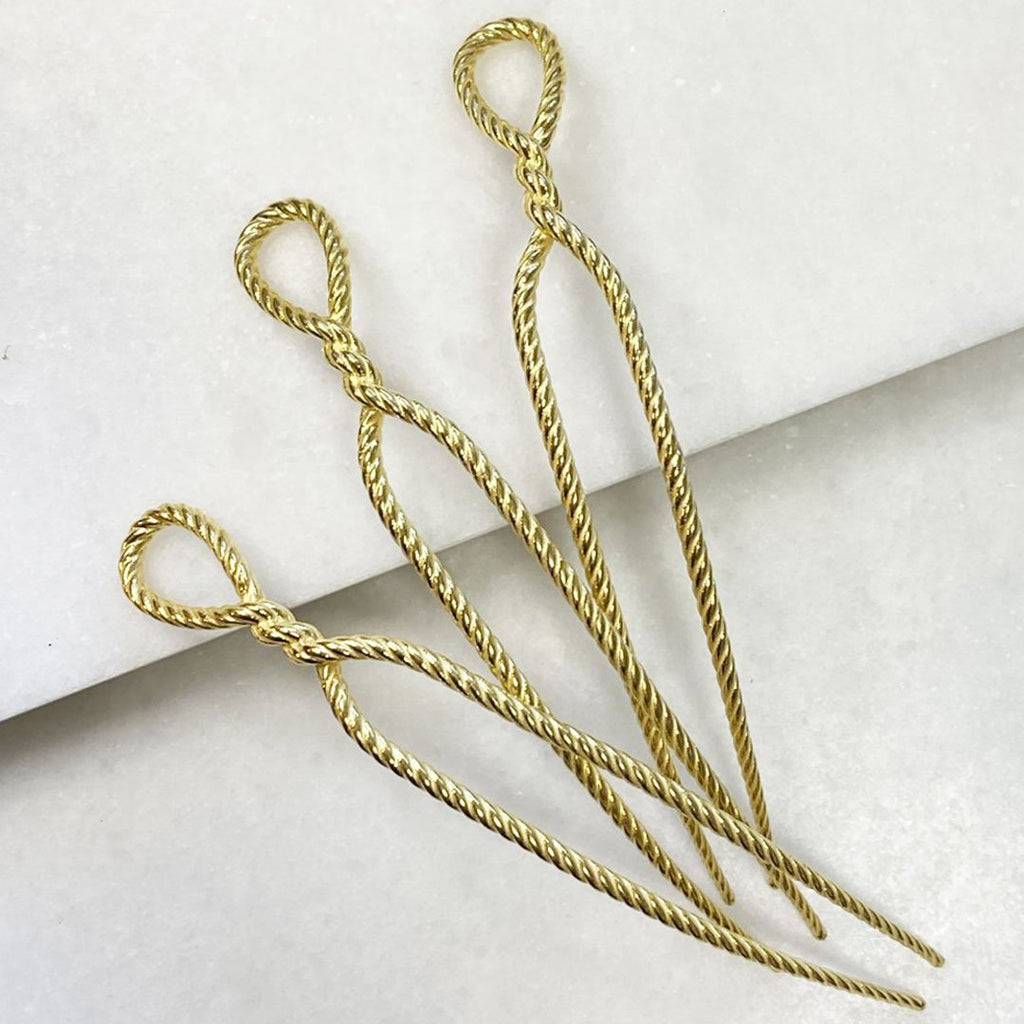 Lariat - Rope Twist Large Hair Pick in Gold