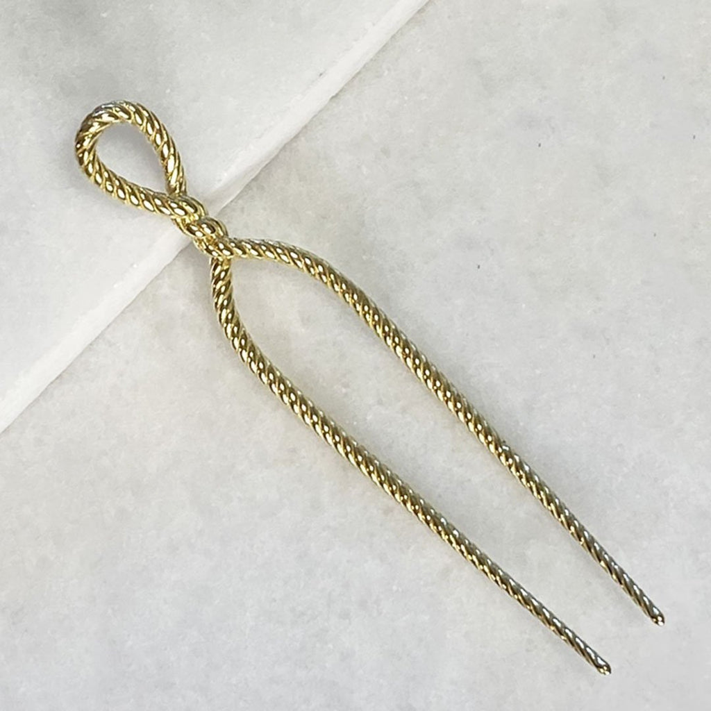 Lariat - Rope Twist Petite Hair Pick in Gold