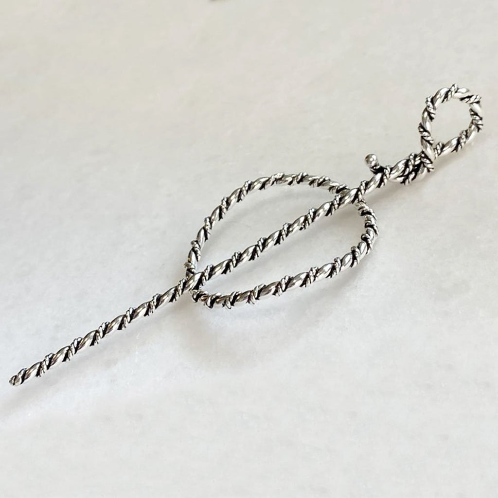 Lariat  - Triple Rope Twist Mane Tamer Hair Pin in Silver