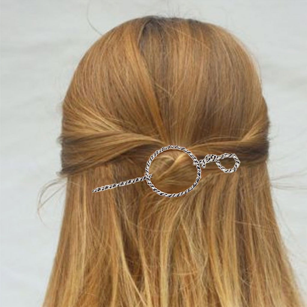 Lariat  - Triple Rope Twist Mane Tamer Hair Pin in Silver