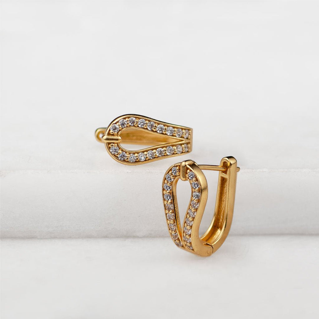Levade - Moissanite Clear Stone 14K Gold vermeil Horseshoe Earring