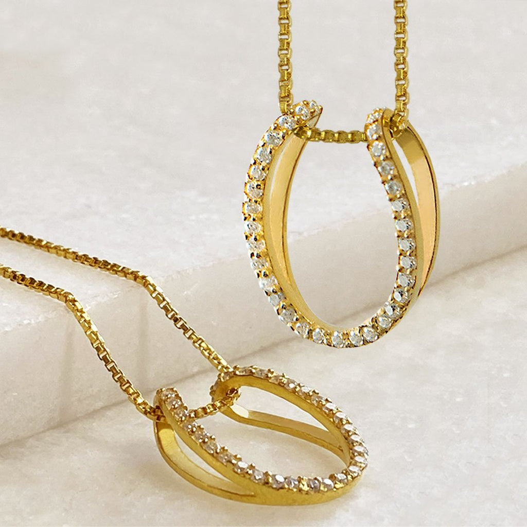 Levade -Moissanite Horseshoe Equestrian Necklace in Gold