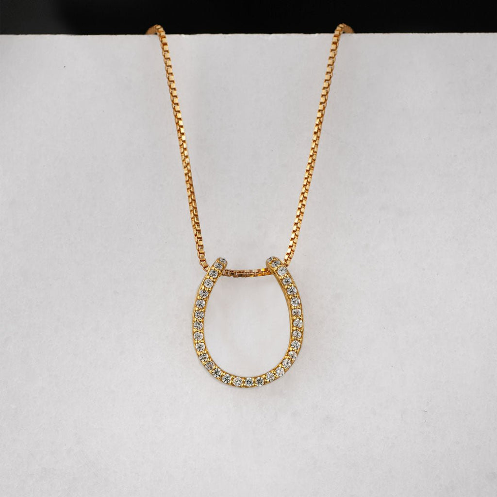 Levade -Moissanite Horseshoe Equestrian Necklace in Gold