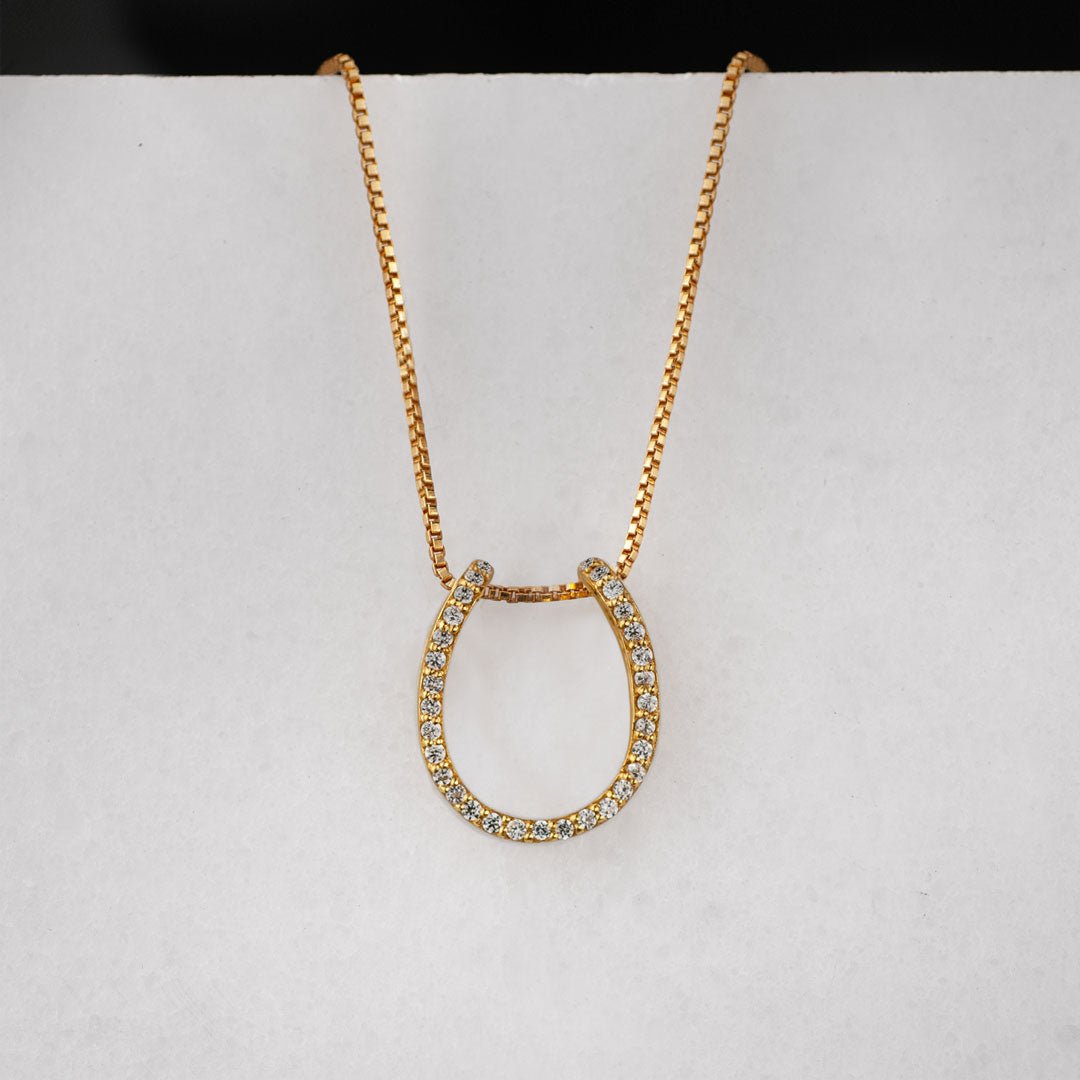 Levade -Moissanite Horseshoe Equestrian Necklace in Gold