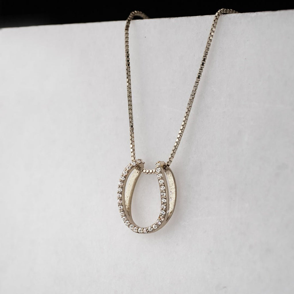 Levade -Moissanite Horseshoe Equestrian Necklace in Silver